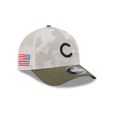 Chicago Cubs Armed Forces Day 2025 9FORTY M-Crown A-Frame Trucker Hat
