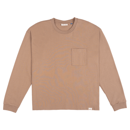 New Era Branded Alden Heavyweight Taupe Gray Long Sleeve Pocket T-Shirt